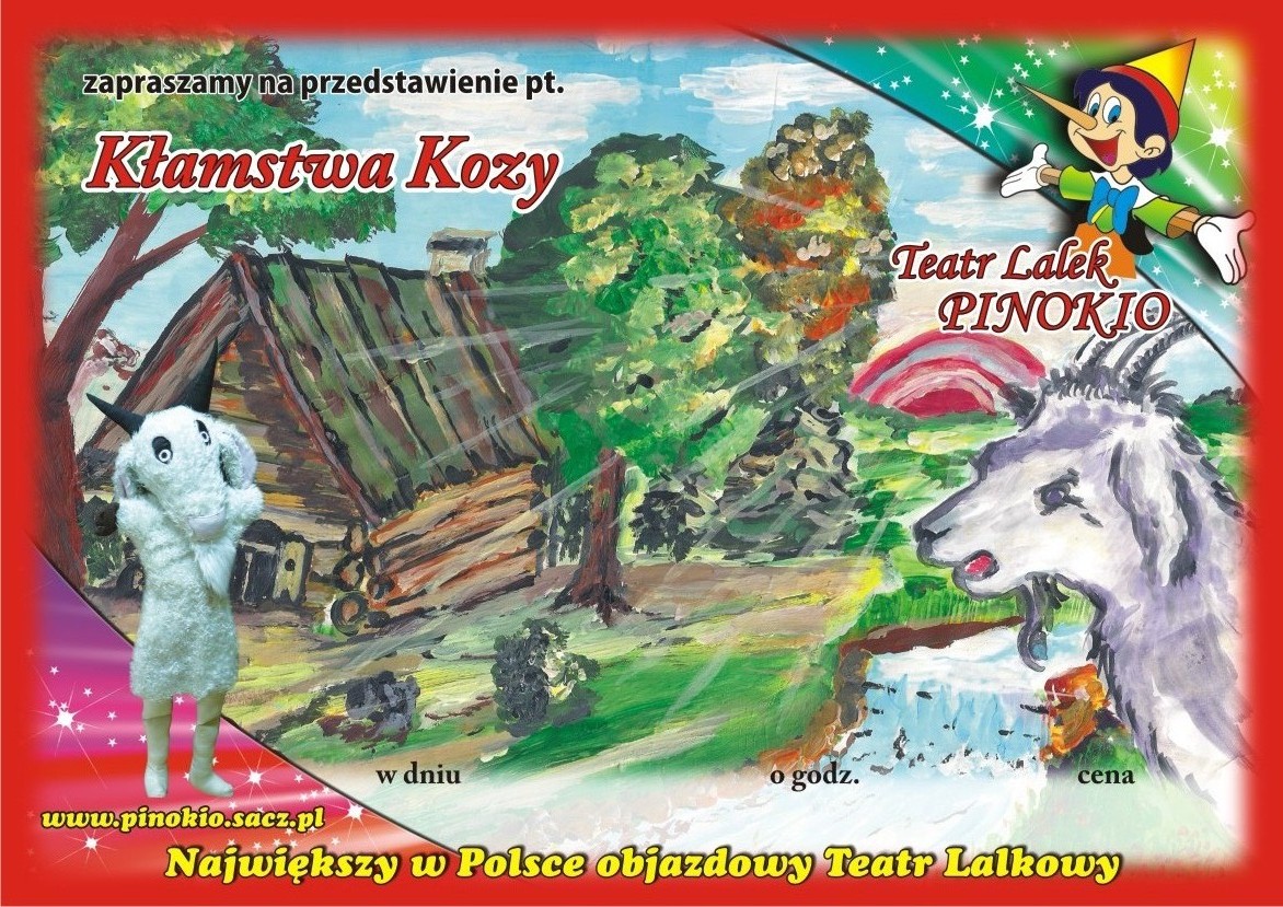 Kłmstwa Kozy Teatr Lalek Pinokio www.pinokiosacz.pl, spektakle dla dzieci