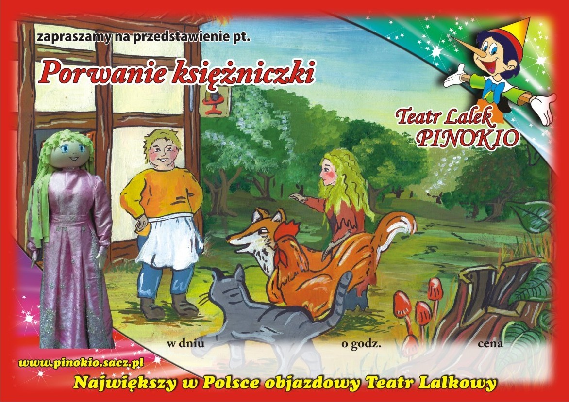 Porwanie Księżniczki Teatr Lalek Pinokio www.pinokiosacz.pl, spektakle dla dzieci